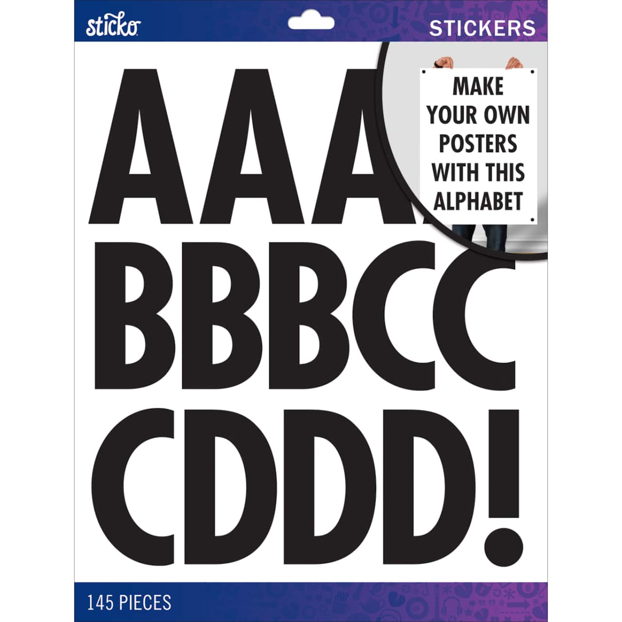 Sticko® Black Futura Regular XL Alphabet Stickers